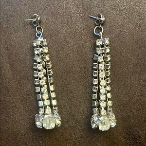 Sophisticated Silver Dangle Earrings with Crystals